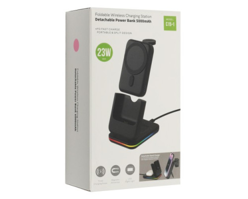 Зарядна станція 3IN1 + Power Bank MagSafe 5000mAh C151 (iPhone, iWatch, AirPods) Original Black mag-2000001530757100266