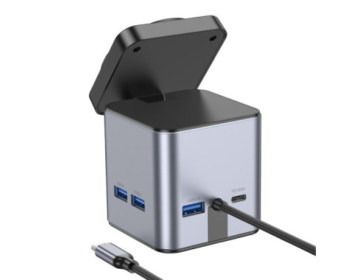 Бездротовий ЗП HOCO HB49 Effortless 9-in-1 wireless fast charging desktop station Gray Деф.пак mag-2000001607763137980