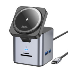 Бездротовий ЗП HOCO HB49 Effortless 9-in-1 wireless fast charging desktop station Gray Деф.пак mag-2000001607763137980