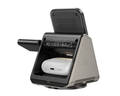 Безпровідний зарядний пристрій 3 IN1 BOROFONE BQ30 Wide magnetic 5W/7.5W/10W/15W сірий mag-694199111127329738