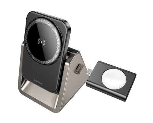 Безпровідний зарядний пристрій 3 IN1 BOROFONE BQ30 Wide magnetic 5W/7.5W/10W/15W сірий mag-694199111127329738