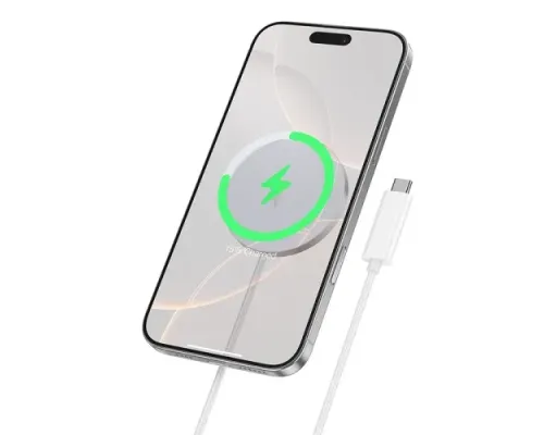 Бездротовий ЗП HOCO CW63 Fast Qi2 magnetic wireless fast charger white mag-6942007661089146752