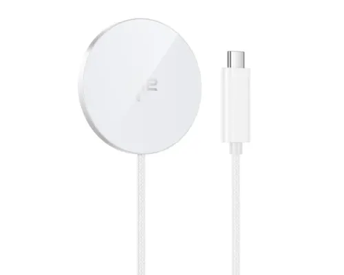 Бездротовий ЗП HOCO CW63 Fast Qi2 magnetic wireless fast charger white mag-6942007661089146752