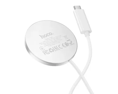 Бездротовий ЗП HOCO CW63 Fast Qi2 magnetic wireless fast charger white mag-6942007661089146752
