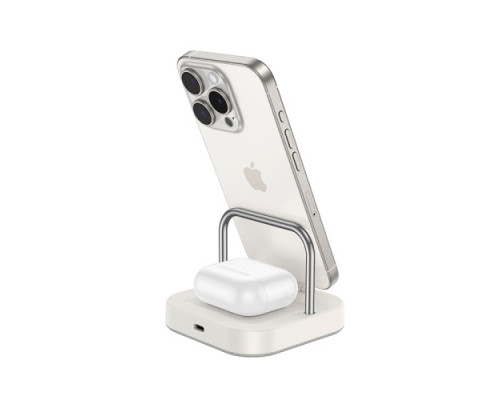 Бездротовий ЗП HOCO CQ16A Astute 3-in-1 desktop charger+watch charger milky white mag-6942007639873138661