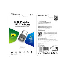 USB Блютуз Borofone DH8 adapter BT5.1 Колір Чорний 6941991109652 ma35285_3345674