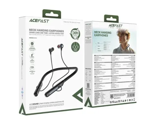 Навушники ACEFAST N5 neck hanging wireless earphones Black mag-6974316284192153308