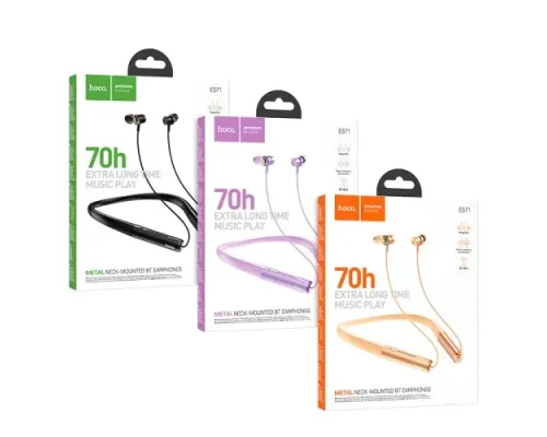 Навушники бездротові HOCO ES71 Platinum neck-mounted BT headset Purple mag-6942007627467144195