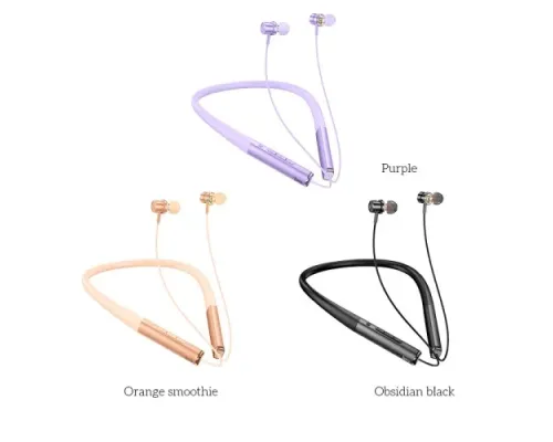 Навушники бездротові HOCO ES71 Platinum neck-mounted BT headset Purple mag-6942007627467144195