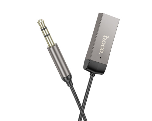 Bluetooth-ресивер HOCO E78 Benefit car AUX BT receiver with cable Black Metal Gray (6942007605663)