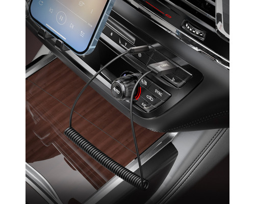 Bluetooth-ресивер HOCO E78 Benefit car AUX BT receiver with cable Black Metal Gray (6942007605663)