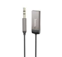 Bluetooth-ресивер HOCO E78 Benefit car AUX BT receiver with cable Black Metal Gray (6942007605663)