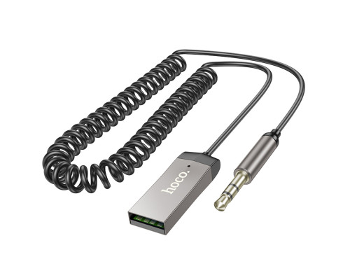 Bluetooth-ресивер HOCO E78 Benefit car AUX BT receiver with cable Black Metal Gray (6942007605663)