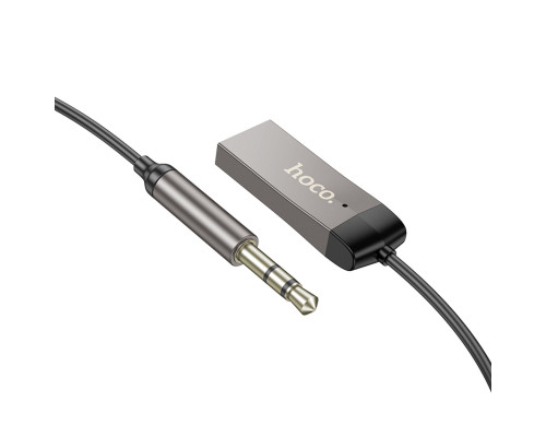 Bluetooth-ресивер HOCO E78 Benefit car AUX BT receiver with cable Black Metal Gray (6942007605663)