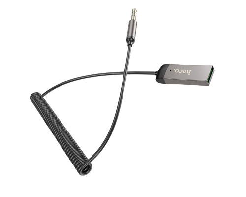 Bluetooth-ресивер HOCO E78 Benefit car AUX BT receiver with cable Black Metal Gray (6942007605663)
