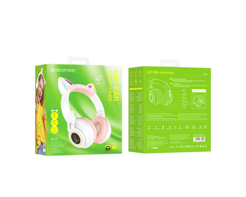 Бездротова Стерео Гарнітура Borofone BO18 Cat Ear Колір Білий 6974443384956 ma28705_3663130
