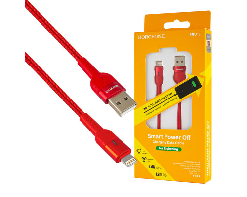 Кабель BOROFONE BU17 Starlight smart power off charging Lightning red NBB-123429