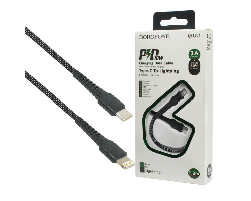 Кабель BOROFONE BU21 Dragon PD USB-C to Lightning 1.2m Black NBB-115871