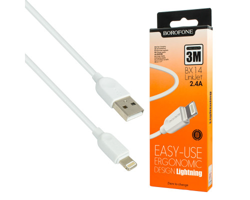 Кабель BOROFONE BX14 LinkJet Lightning devices, 3m, White NBB-115878