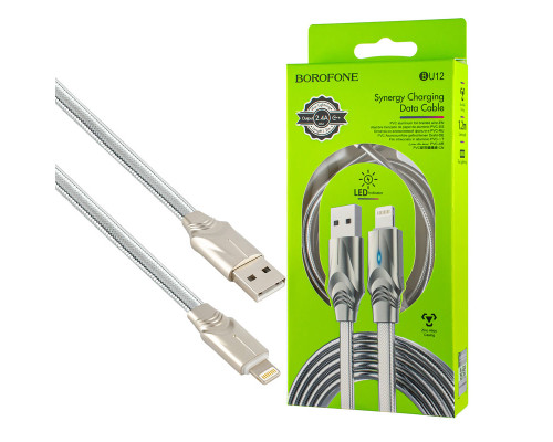 Кабель BOROFONE BU12 Synergy Lightning 2.4A 1.2m Silver NBB-124681