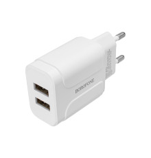 Зарядний пристрій BOROFONE BA37A, 2USB, White (with Type-C cable) NBB-128874