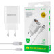 Зарядний пристрій BOROFONE 2USB, (digital display) White (with Type-C cable) NBB-128875