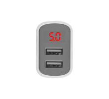 Зарядний пристрій BOROFONE 2USB, (digital display) White (with Type-C cable) NBB-128875