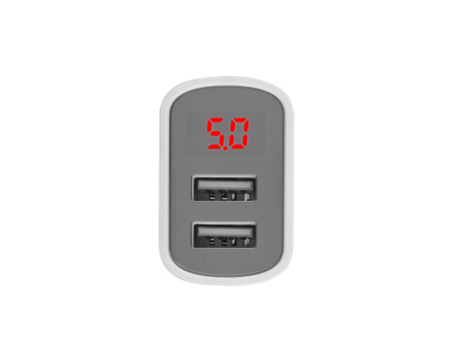 Зарядний пристрій BOROFONE 2USB, (digital display) White (with Type-C cable) NBB-128875