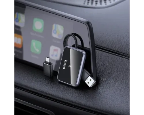 Автомобільний бездротовий адаптер HOCO HU1 Way car wireless CarPlay adapter metal grey mag-6942007623674145537