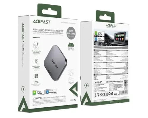 Автомобільний CarPlay ACEFAST QC2 AI box carplay wireless adapter for car Metal Grey mag-6974316285830153357
