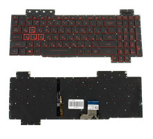 Клавіатура для ноутбука ASUS (FX505 series) rus, black, без фрейма, підсвічування клавішRED (оригінал)