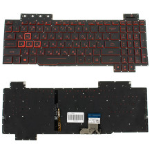 Клавіатура для ноутбука ASUS (FX505 series) rus, black, без фрейма, підсвічування клавішRED (оригінал) NBB-115583