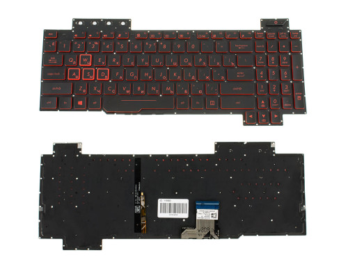 Клавіатура для ноутбука ASUS (FX505 series) rus, black, без фрейма, підсвічування клавішRED (оригінал)