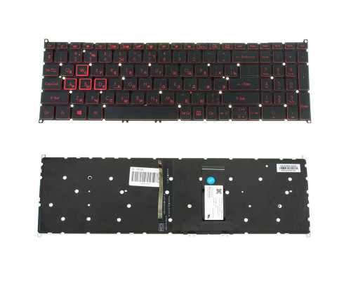 Клавіатура для ноутбука ACER (AS: SP515-51) rus, black, без кадру, підсвічування клавіш (RED) NBB-115730