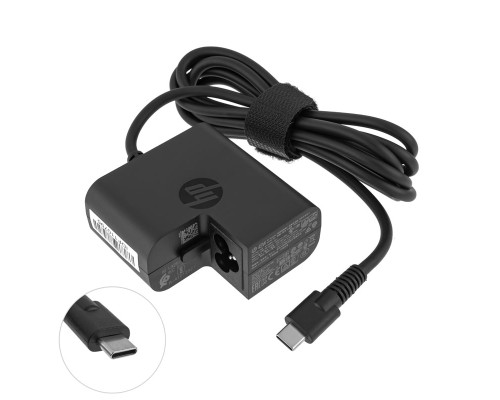 Оригінальний блок живлення для ноутбука HP USB-C 45W (15V/3A, 12V/3A, 5V/2A), USB3.1/Type-C/USB-C, квадратний, black (з мережним кабелем!) NBB-128864