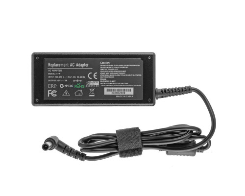 Блок живлення для ноутбука SONY 19V, 3.0A, 60W, 6.5*4.4-PIN, L-образний роз'єм, Replacement AC Adapter) black (без кабелю!) NBB-130152