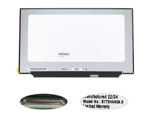 Матриця 17.3 B173HAN04.9 (1920*1080, 40pin(eDP, IPS, 144HZ, 300cd/m2, 45% NTSC), LED, SLIM(без планок та вушок), матова, роз'єм справа внизу) NBB-132231