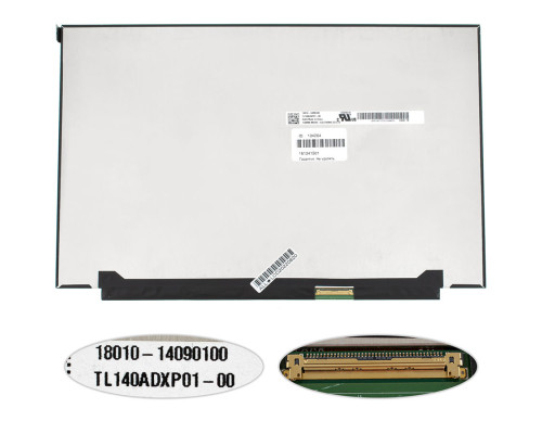 Матриця 14.0" TL140ADXP01-00 (2560*1600, 40pin(eDP, 200Hz, IPS, 500cd/m2, колір 100% DCI-P3), LED, SLIM (без планок та вушок), матові, роз'єм справа внизу) NBB-134204