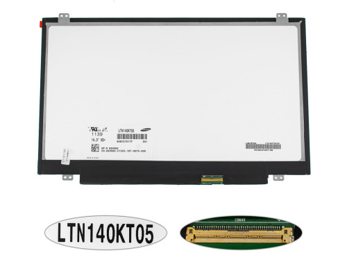 Матриця 14.0 LTN140KT05 (1600*900, 40pin, LED, SLIM (вертикальні вушки), матова, роз'єм праворуч знизу) для ноутбука (renew) NBB-138814