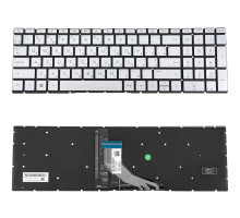 Клавіатура для ноутбука HP (250 G7, 255 G7 series) ukr, silver, без фрейма, підсвічування клавіш(оригінал) NBB-139227