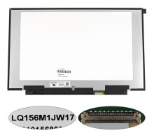 Матриця 15.6" LQ156M1JW17 (1920*1080, 40pin(eDP, IPS, 300HZ), LED, SLIM(без планок та вушок), матова, роз'єм праворуч внизу) для ноутбука NBB-140394