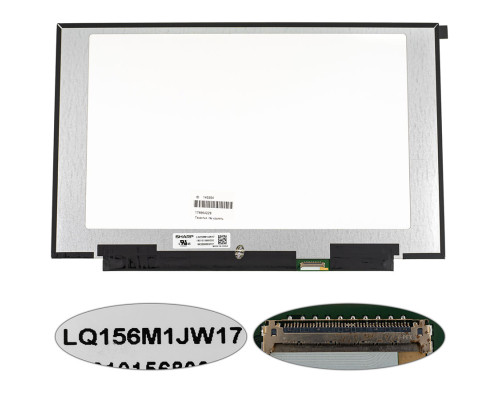 Матриця 15.6" LQ156M1JW17 (1920*1080, 40pin(eDP, IPS, 300HZ), LED, SLIM(без планок та вушок), матова, роз'єм праворуч внизу) для ноутбука NBB-140394