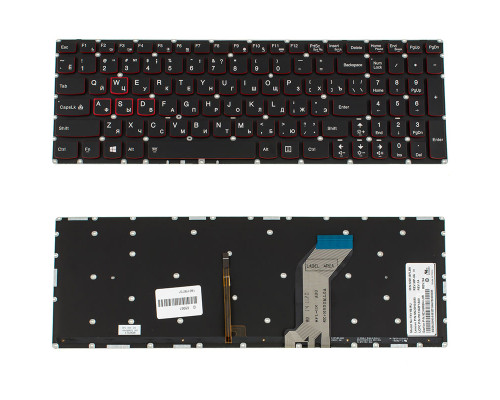 Клавіатура для ноутбука LENOVO (IdeaPad: Y700-15), rus, black, без фрейма, підсвічування клавіш(оригінал) NBB-65961