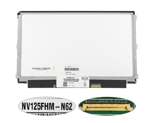 Матриця 12.5 NV125FHM-N62 (1920*1080, 30pin(eDP, IPS), LED, SLIM(горизонтальні вушки), матова, роз'єм праворуч знизу, th=2.8) для ноутбука NBB-77571