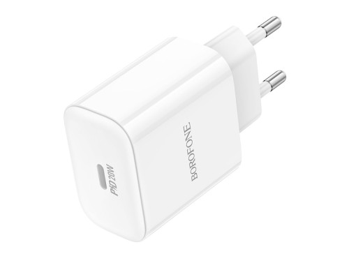 Мережевий Зарядний Пристрій Borofone BA81A 1USB-C PD/QC 20W Колір Бiлий 6941991108181