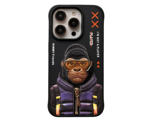 Чохол TPU+PC Nimmy 3D with Metal Buttons для iPhone 16 Pro Колір Dog Black 6971080319402