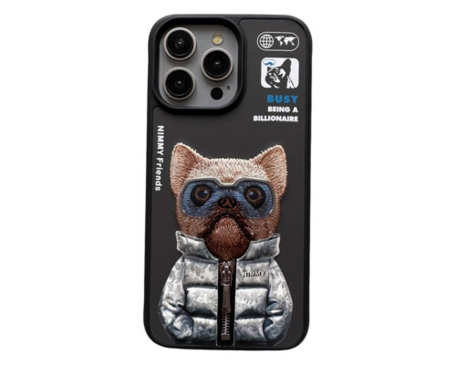 Чохол TPU+PC Nimmy 3D with Metal Buttons для iPhone 15 Pro Колір Dog Black 2020000410461