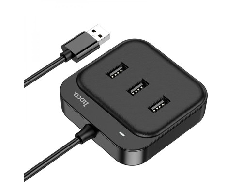 Хаб USB Hoco HB31 Easy 4-in-1 converter(USB to USB3.0+USB2.0*3)(L=1.2M) Колір Чорний