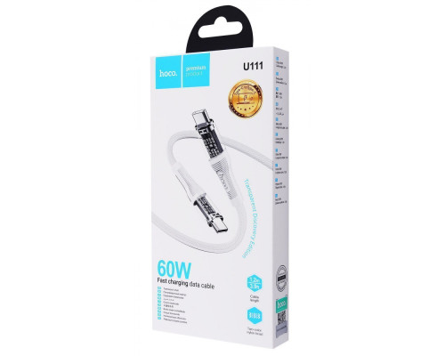 Кабель Hoco U111 Transparent Discovery 60W Type-C to Type-C (1.2m) blue 2001000590230 6931474778260