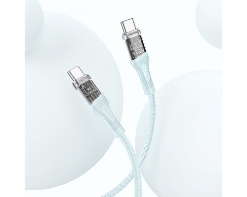 Кабель Hoco U111 Transparent Discovery 60W Type-C to Type-C (1.2m) blue 2001000590230 6931474778260